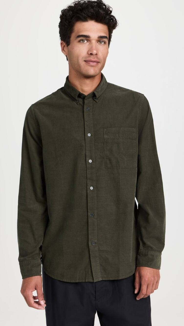 NN07 M green Arne corduroy button down